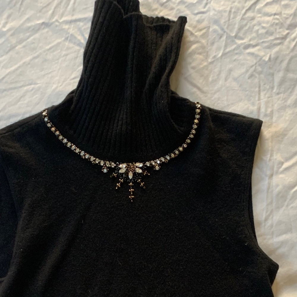Escada black turtleneck sweater size 34 with built in necklace